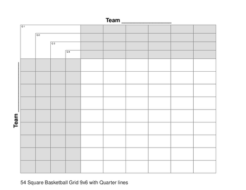 54 Square Basketball Grid 9x6 with Quarter lines