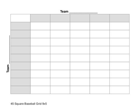 45 Square Baseball Grid 9x5